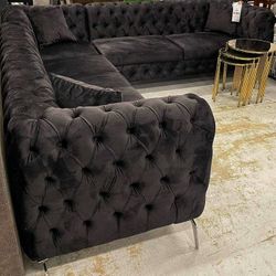 Brand New 💥  L Shape Stylish Black Sectional Couch/  Living Room Furniture 