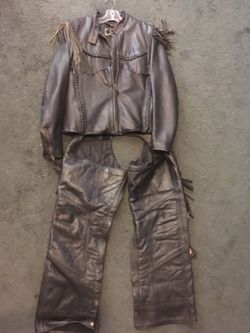 Willie G. Harley Davidson leather jacket size 42w with matching leather chaps