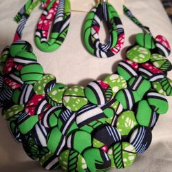 African  Wax Print Necklace Set 