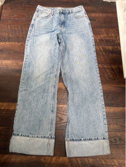 Superdown Wide Leg Cuffed Jeans Medium