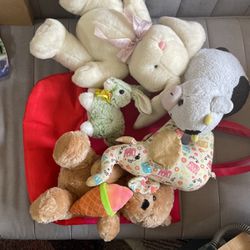 Stuffed Animals And Bag 
