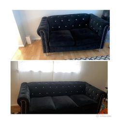 Black velvet couches