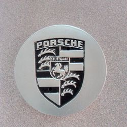 Porsche OEM Silver And Black Wheel Hub Cap