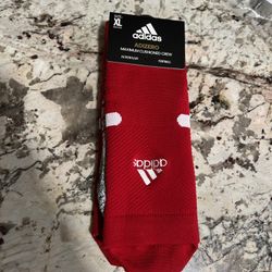 Adidas Adizero Football Crew Socks, Men's Shoe Size 12-16, XL, Red