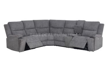 Gray power reclining sectional couch