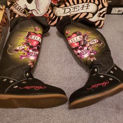 Ed hardy snow blazers fur boots size 7 in women