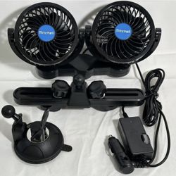 12 Volt Vehicle 4" Twin Fan Stepless Speed Mitchell Vehicle Fan