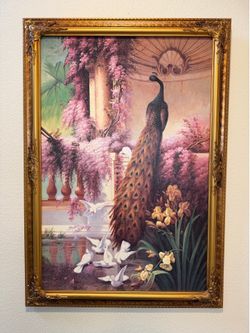 Gold Framed Peacock Painting