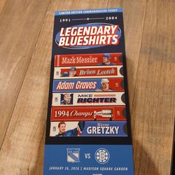 Commemorative Original 6 Ticket MSG Legendary Blueshirts New.
Only 5 dollars. 
Great deal.
