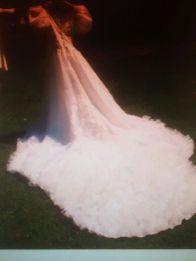 Wedding Gown Size 12 With Full Ruffled Train 