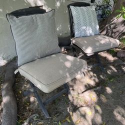 Two Outdoor Wood Folding Chairs