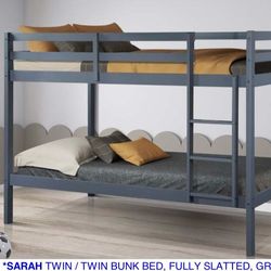 Twin over twin bunk bed. Available in espresso, white & grey. Assembly required.  Assembly not included.  Tax included.  Free local delivery. 

Bunk b