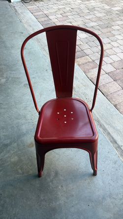 Red metal chairs