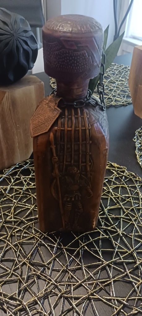 Genuine Leather Whiskey Bottle And Antique Made And Spain For $40
