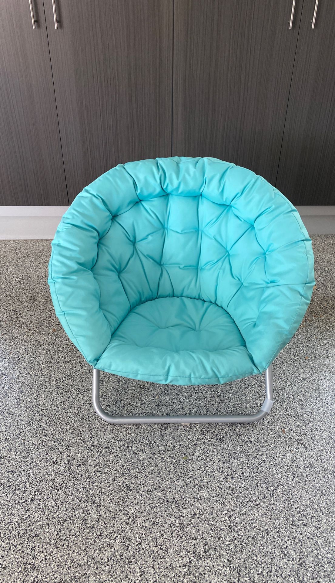 Pottery Barn folding papasan chair teal.