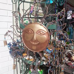 Weekend Special On This Large Metal Embellished Wind Chime Sun Face Wall Art