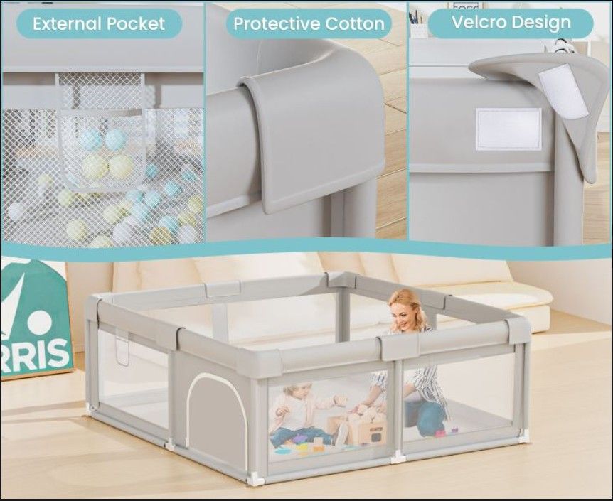 Large Baby Playpen 50x50 – Indoor/Outdoor Baby Fence Play Yard