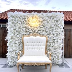Throne Flower Wall Wedding Set Up 