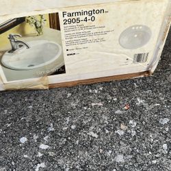 Farmington® 19-1/4" oval drop-in bathroom sink K-2905-4-0. Open box 