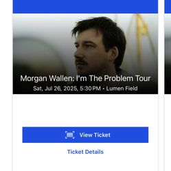 Morgan Wallen Concert Seattle July 26th 5:30 Face Value 