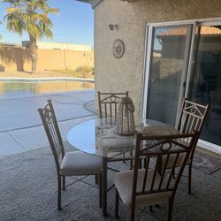 5 Piece Glass Top And Wrought Iron Dining Set