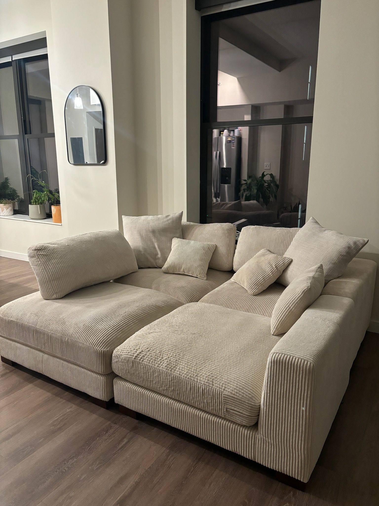 Curduroy Couch Cream Color Modular