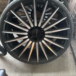 “24" Black/Silver Rims (Set of 4) – Sport Style – No Cracks” 