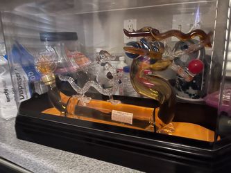 Hand-Blown Glass Dragon Figurine with Display Case
