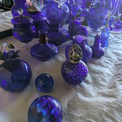 Large Blue Glass Collection