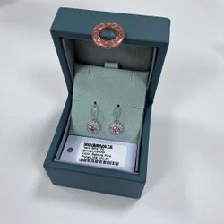 Pink Moissanite Earrings White Gold Plated Orig. $200
