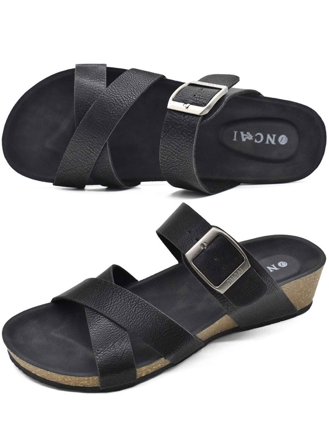 Women's Platform Sandals,Fashion Criss Cross Open Toe Beach Cork Wedge Sandals-Summer Size (10)