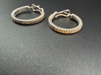 New Judith Ripka Designer Sterling Silver large hoop earrings
