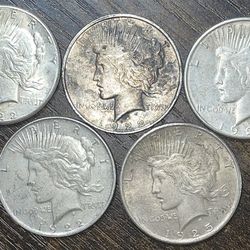 🚨BELOW MELT🚨(5) U.S. 90% SILVER $1 Dollar Coins