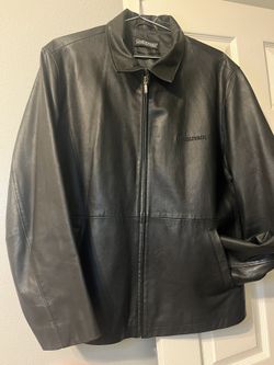 Men’s Black Lambskin Leather Bomber Jacket Size large