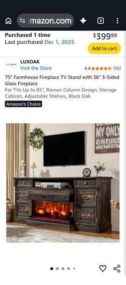 Dark Oak TV 🔥 FIREPLACE