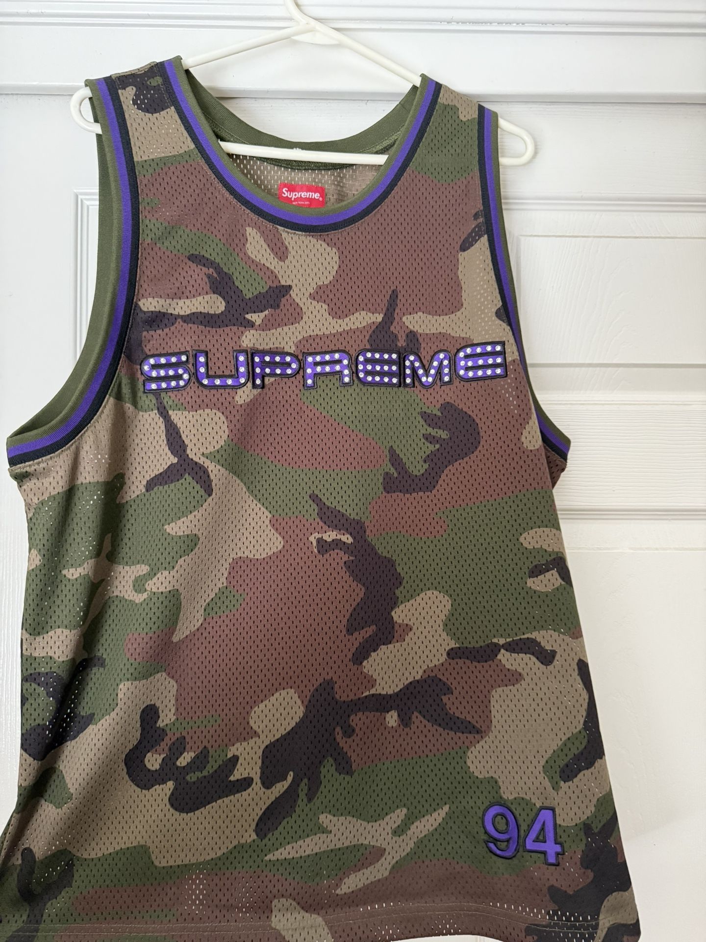 Supreme Rhinestone Basketball Jersey (Woodland Camo)