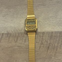 Vintage Casio Gold Digital Watch WR A100WE 3503 Illuminator  