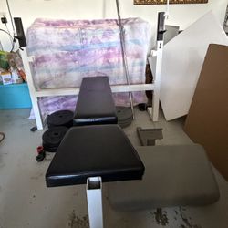 Home Gym- Bench, Bar, Rack , Preacher Curl & Weights