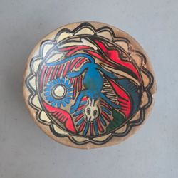 Vintage Mexican Pottery Ceramic Painted 5" Folk Art