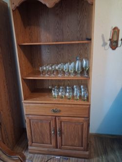 Wooden bookshelf and cabinet