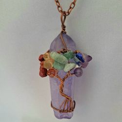 New Purple Crystal Tree Of Life Necklace