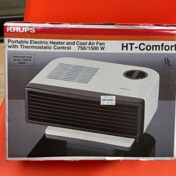 Krups Portable Electric Heater And Cool Air Fan- New In Box