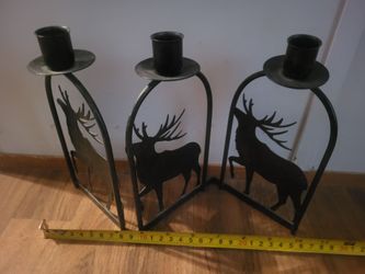 7 3/4" Tall Metal Elk Candle Holder - Like-New