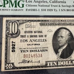 $10 Los Angeles California 1929 