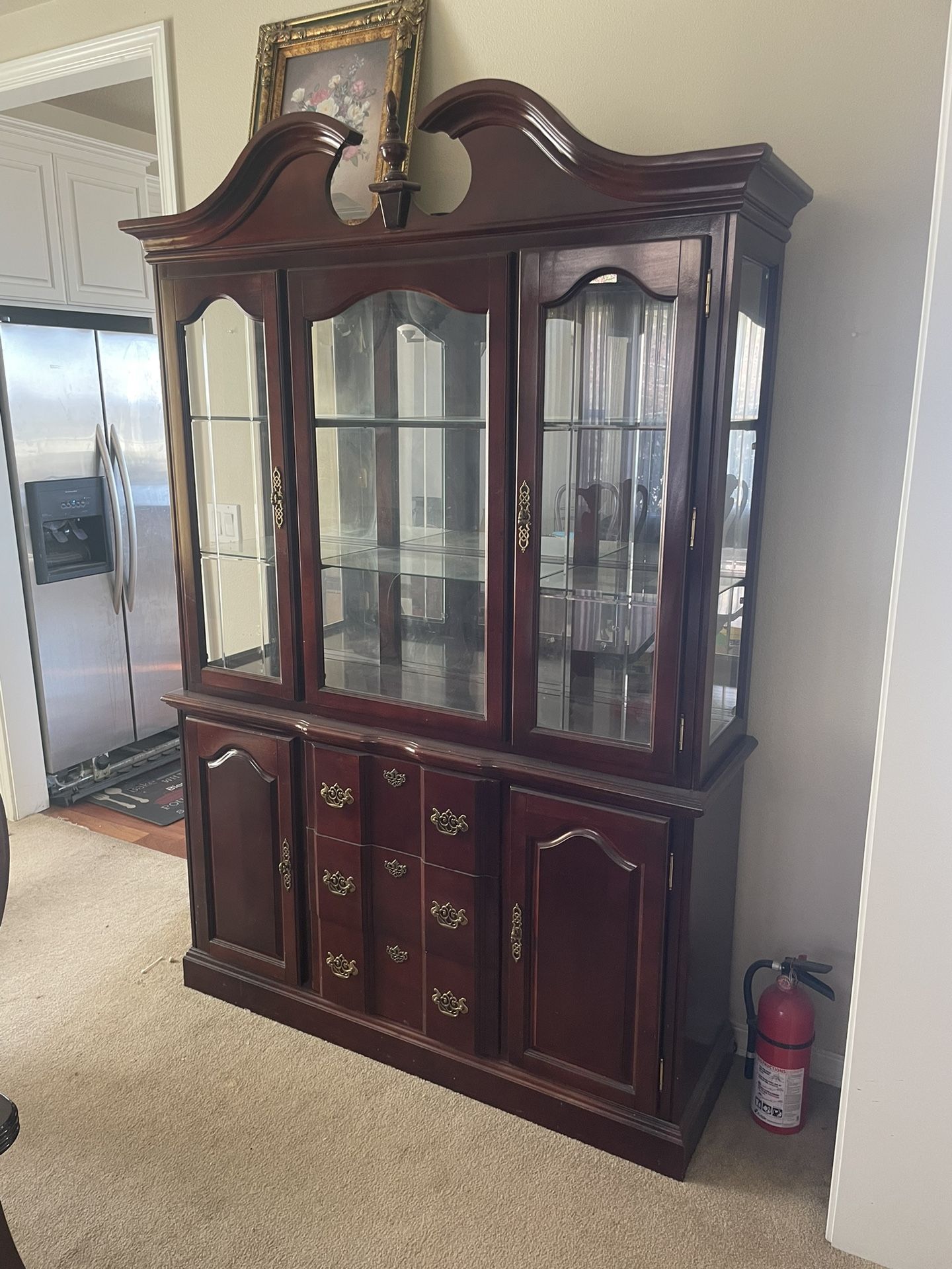 Vintage Glass China Cabinet Hutch