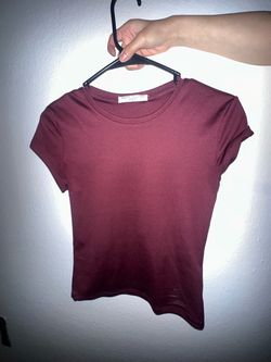 Burgundy Fitted Crew Neck T-Shirt