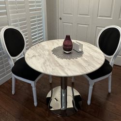 Faux Marble Table & 2 Chairs