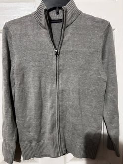 Gray Full-Zip Knit Sweater for boys
