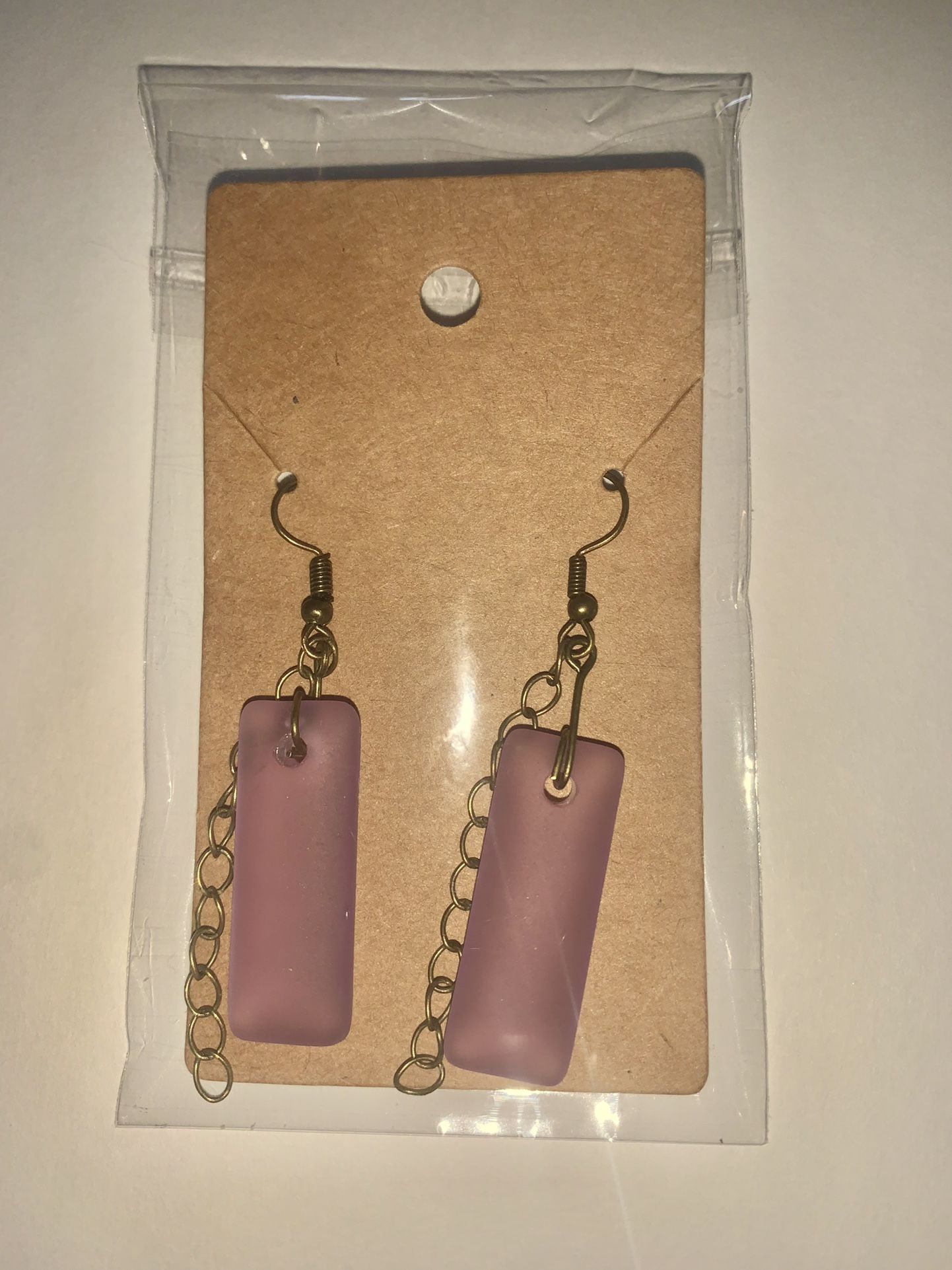 Custom Made Purple Frosted Sea Glass Earrings