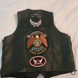 LEATHER MOTORCYCLE VEST WITH COOL PATCHES